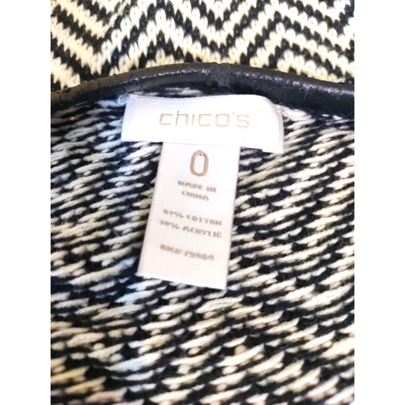 Chico's Women's Cardigan Black White Chevron Size 0 Small Open Flaw - Picture 5 of 9